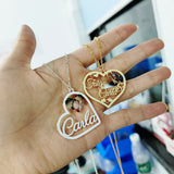 Stainless Steel Colorful Nameplate Necklace Heart Pendant Jewelry