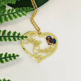 Stainless Steel Colorful Nameplate Necklace Heart Pendant Jewelry
