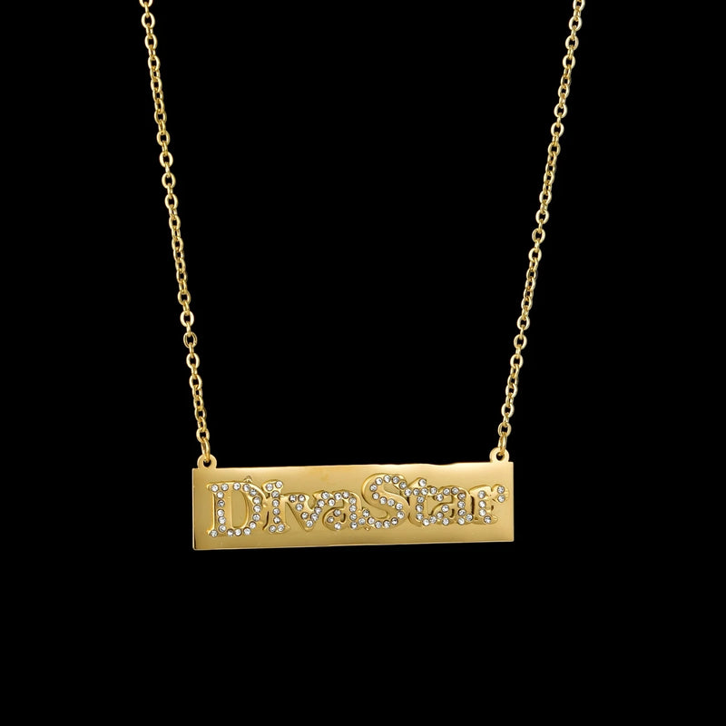 Personalized Stainless Steel Diamond Name Necklace