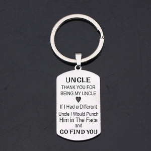 Uncle Thank You Dog Tag Keychain Gift