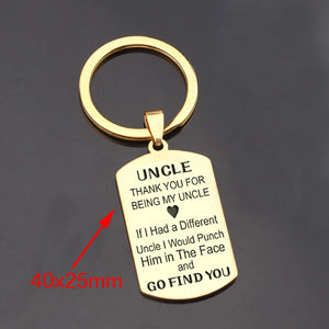 Uncle Thank You Dog Tag Keychain Gift