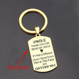 Uncle Thank You Dog Tag Keychain Gift