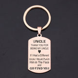 Uncle Thank You Dog Tag Keychain Gift