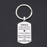 Uncle Thank You Dog Tag Keychain Gift