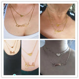 Stainless Steel Double Name Heart Necklace Personalized Pendant for Couples