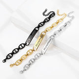 Personalized Stainless Steel Name Bracelet Flat Chain Nameplate Women Men