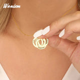 Personalized Stainless Steel Intertwined Circles Pendant Necklace