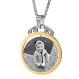 Rotatable Engraved Pendant Personalized Photo Necklace