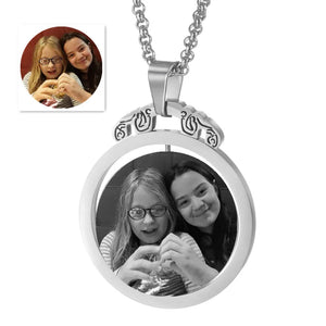 Rotatable Engraved Pendant Personalized Photo Necklace