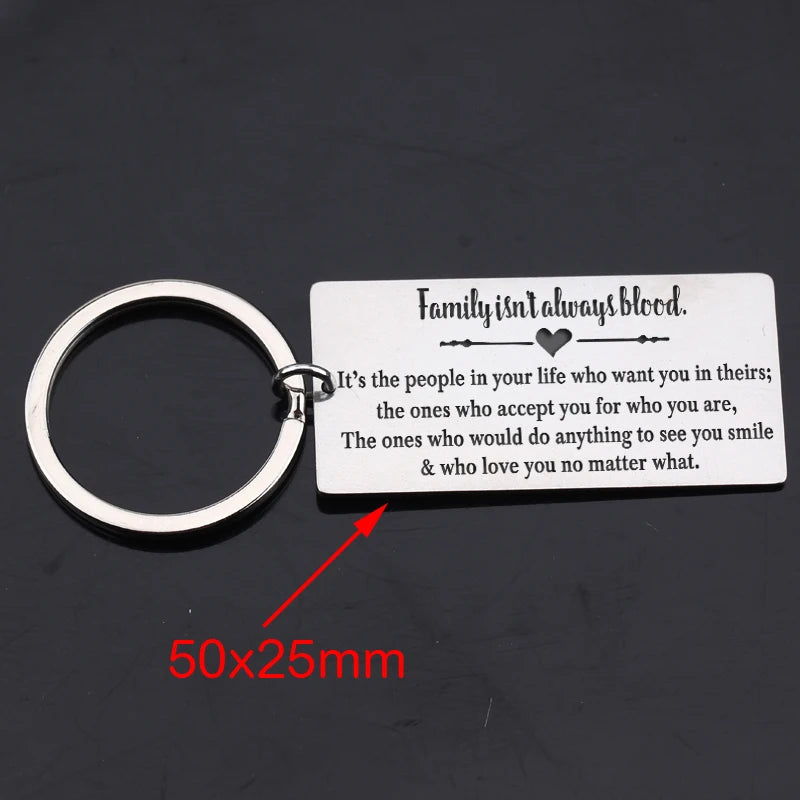 Family Isn't Blood, It's Love: Stainless Steel Keychain
