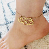Personalized Stainless Steel Heart Infinity Name Anklets