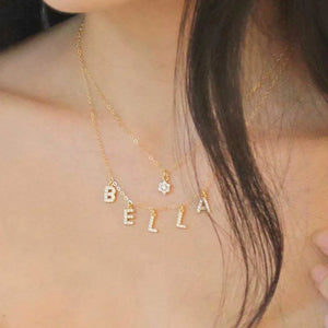Personalized Stainless Steel Initial Necklace with Diamond Letter
