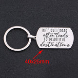 Difficult Road Leads to Destinations Keychain