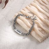 Personalized Engraved Stainless Steel Couple Bracelet with Magnetic Clasp