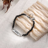 Personalized Engraved Stainless Steel Couple Bracelet with Magnetic Clasp