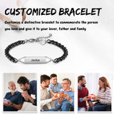 Personalized Engraved Stainless Steel Couple Bracelet with Magnetic Clasp
