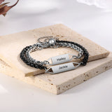 Personalized Engraved Stainless Steel Couple Bracelet with Magnetic Clasp
