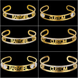Personalized Stainless Steel Diamond Cuff Bangle