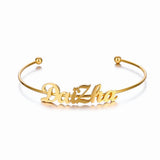 Stainless Steel Name Bracelet Initial Letter Bangles for Women