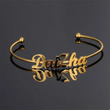 Stainless Steel Name Bracelet Initial Letter Bangles for Women