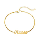 Personalized Stainless Steel Name Bracelet with 2.5mm Square Pearl Chain