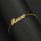 Personalized Stainless Steel Name Bracelet with 2.5mm Square Pearl Chain