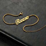 Personalized Stainless Steel Name Bracelet with 2.5mm Square Pearl Chain