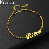 Personalized Stainless Steel Name Bracelet with 2.5mm Square Pearl Chain