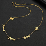 Stainless Steel Name Chain Necklace Family Lover Letter Butterfly Choker