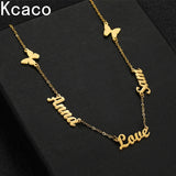 Stainless Steel Name Chain Necklace Family Lover Letter Butterfly Choker