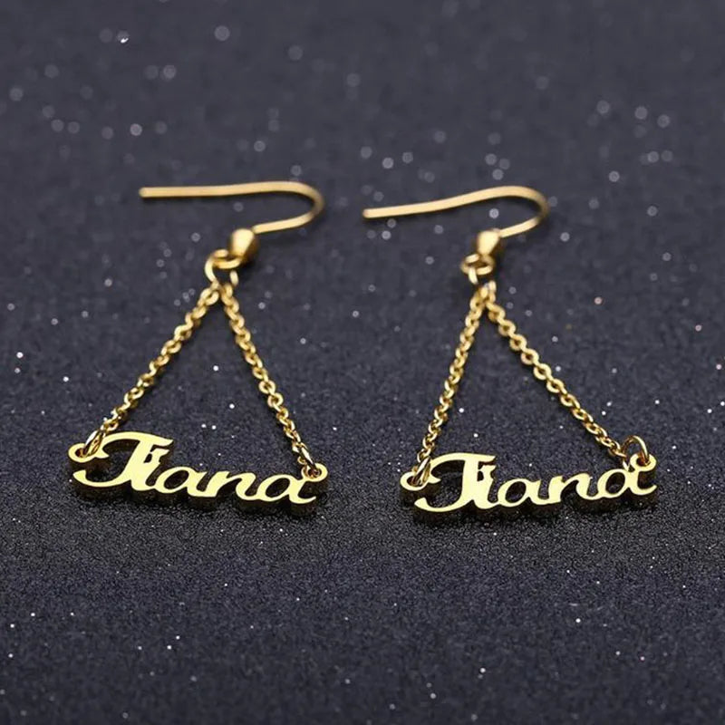 Custom Stainless Steel Name Drop Earrings