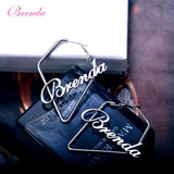 Stainless Steel Name Earrings Customize Letter Bamboo Hoops Earrings