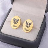 Personalized Pet Portrait Name Earrings - Cat Dog Mom Gift
