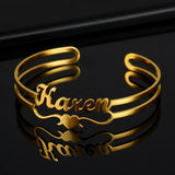 Personalized Stainless Steel Name Heart Bangle