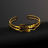 Personalized Stainless Steel Name Heart Bangle