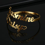 Stainless Steel Heart Nameplate Bracelet Bangle Personalized