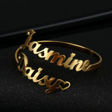 Stainless Steel Heart Nameplate Bracelet Bangle Personalized