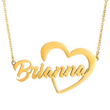 Stainless Steel Heart Necklace Personalized Nameplate Choker Jewelry