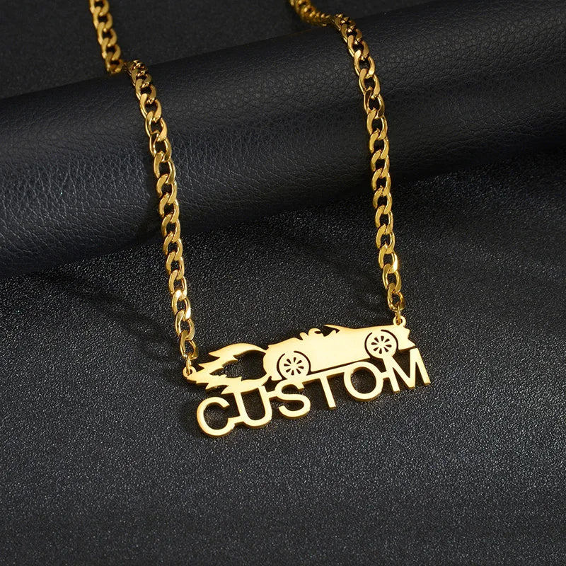 Personalized Stainless Steel Name Necklace 5mm NK Chain Car Necklaces