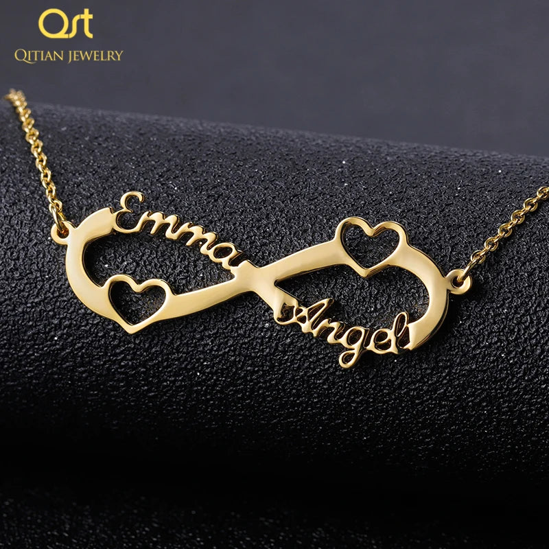 Personalized Stainless Steel Name Necklace Infinity Pendant Gift