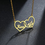 Stainless Steel Two Hearts Name Necklace Personalized Pendant