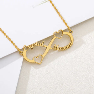 Stainless Steel Name Necklaces With Heart Sideway Letter Choker Necklaces
