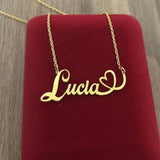 Stainless Steel Name Necklaces With Heart Sideway Letter Choker Necklaces