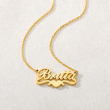 Stainless Steel Name Necklaces With Heart Sideway Letter Choker Necklaces