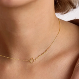 Stainless Steel Name Necklaces With Heart Sideway Letter Choker Necklaces