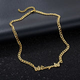 Butterfly Zircon Pendant Name Necklace on 5mm Cuban Chain