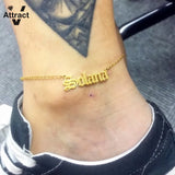 Personalized Stainless Steel Anklet Vintage Name Bracelet