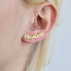 Custom Name Stud Earrings in Stainless Steel