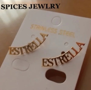 Custom Name Stud Earrings in Stainless Steel