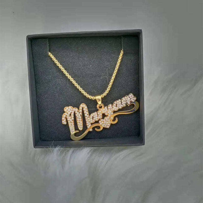 Custom Double Name Necklace in Stainless Steel
